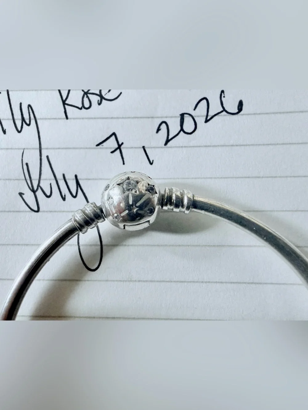 Authentic Pandora Sterling Silver Galaxy Bangle with CZ Stars Clasp
